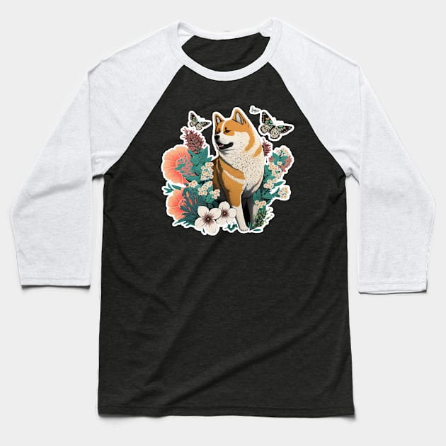 Akita Dog Baseball T-Shirt by Zoo state of mind